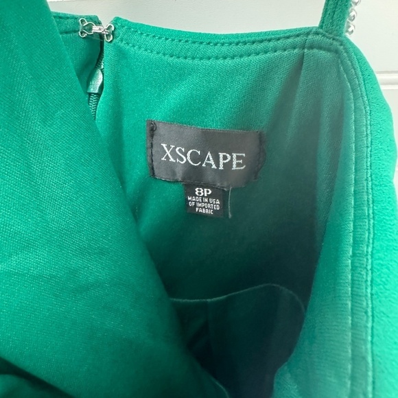 NEW Xscape Womens Petites One Shoulder Long Evening Dress Green 8P - Picture 6 of 10